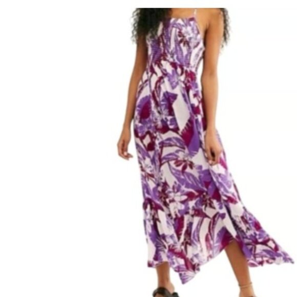 Intimately Free People Womens Heat Wave Maxi Dress Purple Tropical Floral S - Picture 1 of 3